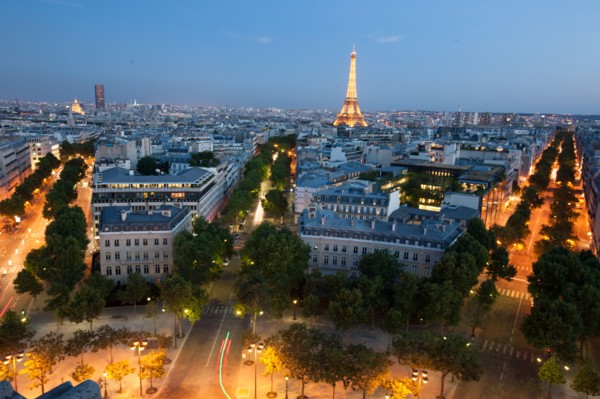 France, Region Ile de France, Paris 8e arrondissement, place Charles de Gaulle, place de l'Etoile, au sommet de l'Arc de Triomphe, panorama,