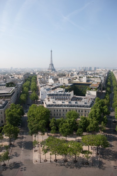 France, Region Ile de France, Paris 8e arrondissement, place Charles de Gaulle, place de l'Etoile, au sommet de l'Arc de Triomphe, panorama