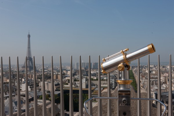 France, Region Ile de France, Paris 8e arrondissement, place Charles de Gaulle, place de l'Etoile, au sommet de l'Arc de Triomphe, panorama
