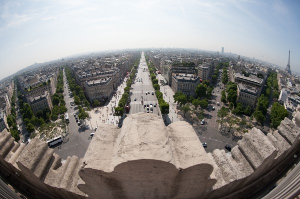 France, Region Ile de France, Paris 8e arrondissement, place Charles de Gaulle, place de l'Etoile, au sommet de l'Arc de Triomphe, panorama