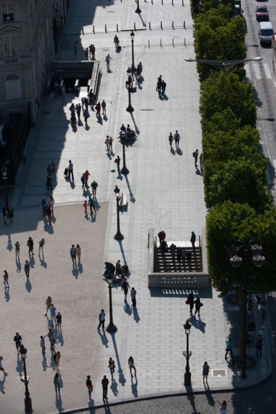 France, Region Ile de France, Paris 8e arrondissement, place Charles de Gaulle, place de l'Etoile, au sommet de l'Arc de Triomphe, panorama, avenue des Champs-Elysees,