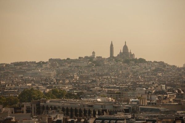France, Region Ile de France, Paris 8e arrondissement, place Charles de Gaulle, place de l'Etoile, au sommet de l'Arc de Triomphe, panorama, Sacre Coeur, Montmartre,