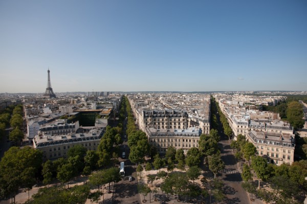 France, Region Ile de France, Paris 8e arrondissement, place Charles de Gaulle, place de l'Etoile, au sommet de l'Arc de Triomphe, panorama,