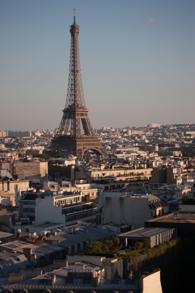 France, Region Ile de France, Paris 8e arrondissement, place Charles de Gaulle, place de l'Etoile, au sommet de l'Arc de Triomphe, panorama,