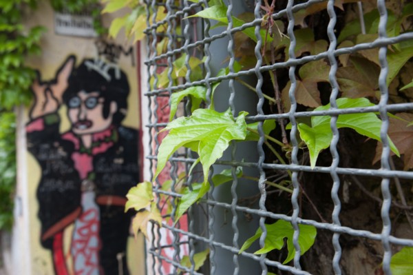 Allemagne, Germany, Berlin, Scheunenviertel, quartier des Granges, grillage et graffiti,