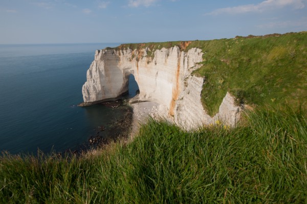 France, region Haute Normandie, Seine Maritime, pays des hautes falaises, Etretat, falaise d'aval, la manneporte