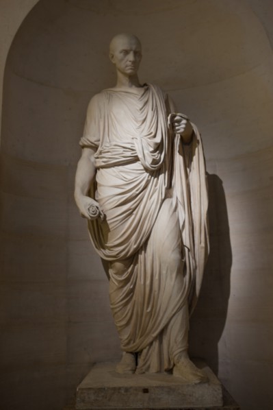 France, Ile de France, Paris 1er arrondissement, musee du Louvre, aile Sully, escalier Henri IV, statue de Ciceron orateur par le sculpteur Lemot