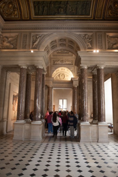 France, Ile de France, Paris 1er arrondissement, musee du Louvre, aile Denon, salle Percier et Fontaine, ancien escalier dessine par Percier et Fontaine dont il ne reste que les colonnes,