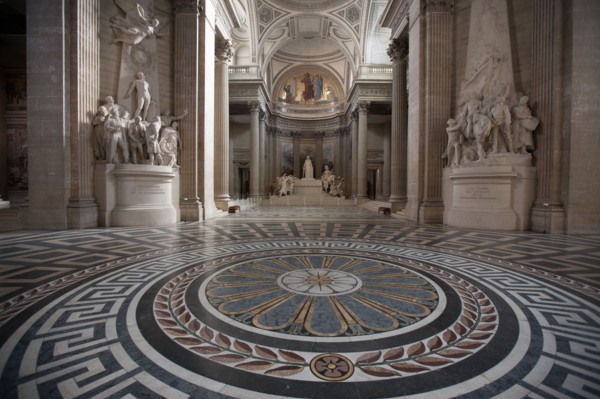 France, Ile de France, Paris 5e arrondissement, place du Pantheon, Pantheon, pavage du sol, marbre,
