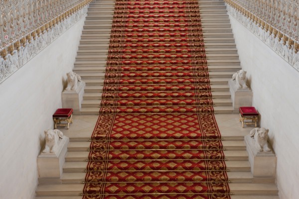 France, Ile de France, Paris 6e arrondissement, Palais du Luxembourg, Senat, grand escalier d'honneur, Napoleon 1er, lionnes et decors premier empire,