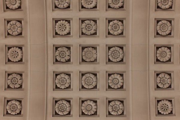 France, Ile de France, Paris 6e arrondissement, Palais du Luxembourg, Senat, plafond du grand escalier d'honneur, Napoleon 1er, plafond a caissons, detail,