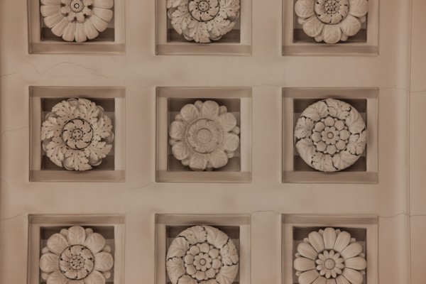 France, Ile de France, Paris 6e arrondissement, Palais du Luxembourg, Senat, plafond du grand escalier d'honneur, Napoleon 1er, plafond a caissons, detail,