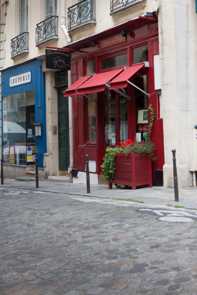 France, Région Ile de France, Paris 6e arrondissement, Rue Servandoni, détail crêperie