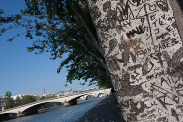 Quai Francois Mitterrand (Quai Des Tuileries) Berges de Seine, Arbre Grave De Messages D'Amour