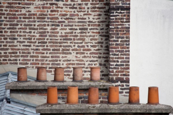 Paris, brick fireplace in the 13th arrondissement