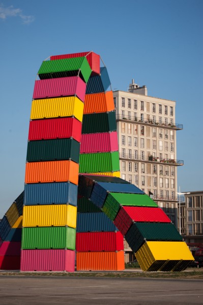 Le Havre, Catène de conteneurs, œuvre de Vincent Ganivet