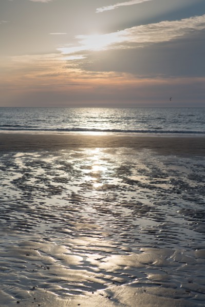 Trouville sur Mer, Kite surf au soleil couchant
