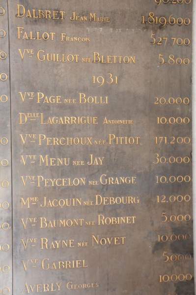 Lyon, Hôtel Dieu rénové en juillet 2018, plaque avec les noms des donateurs