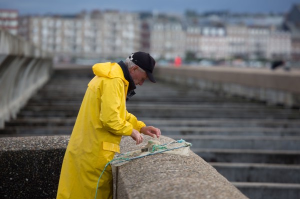 Dieppe, fisherman on the dyke