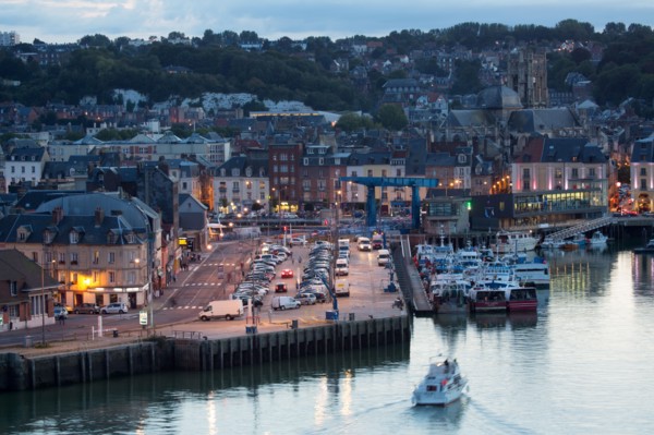 Dieppe, port by night from the heights of Le Pollet