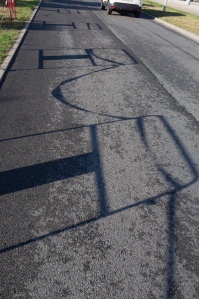 Lorient, street and shadow of barriers