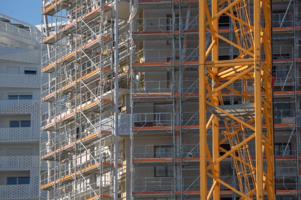 Paris, construction d'immeubles dans le nouveau quartier des Batignolles