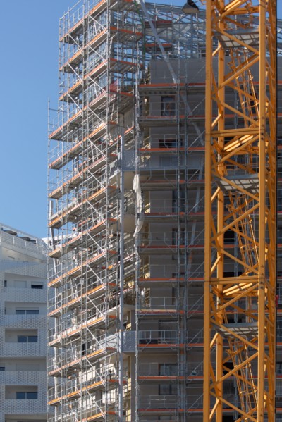 Paris, construction d'immeubles dans le nouveau quartier des Batignolles