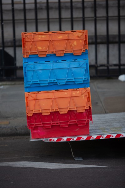 Paris, coloured crates
