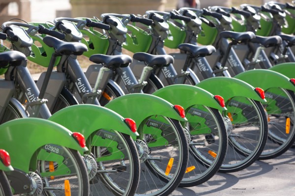 Paris, Velib' station of the Quai de la Râpée