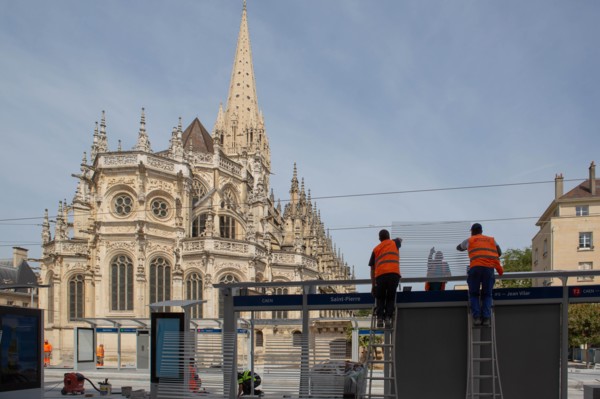 Construction of the tramway in Caen