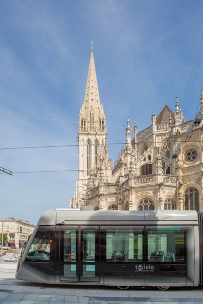 Construction of the tramway in Caen