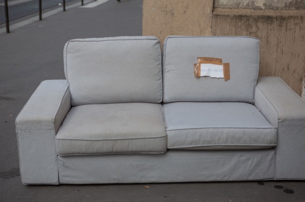 Paris, bulky waste laid on a pavement
