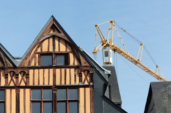 Rouen (Seine Maritime), restoration site of the Saint-Maclou churchyard (church)
