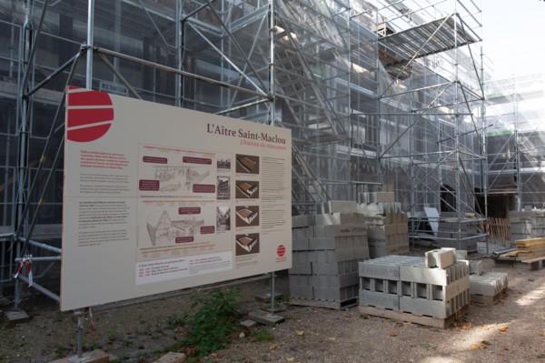 Rouen (Seine Maritime), restoration site of the Saint-Maclou churchyard (church)