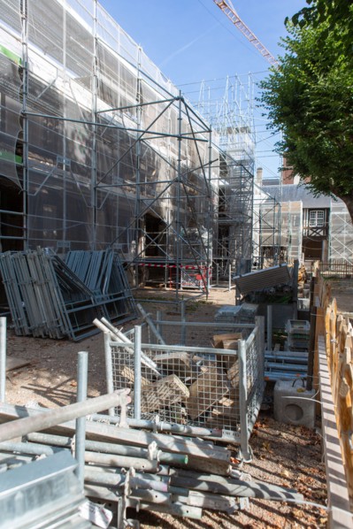 Rouen (Seine Maritime), restoration site of the Saint-Maclou churchyard (church)
