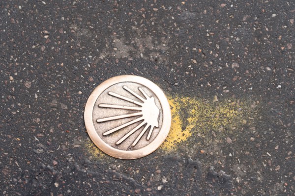 Paris, emblem of Santiago de Compostela on the ground
