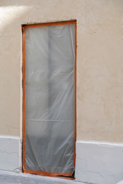 Paris, door with a tarp on it