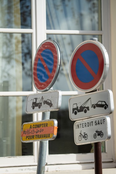 Paris, no parking signs during renovation work