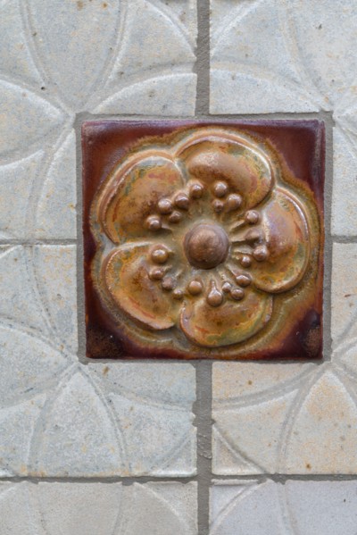 Paris, detail of a decorative motif on a building located rue Campagne Première