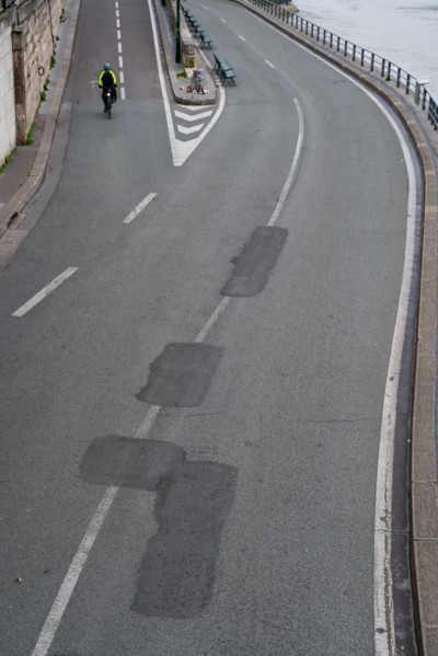 Paris, empty Seine river banks during the coronavirus outbreak, nobody