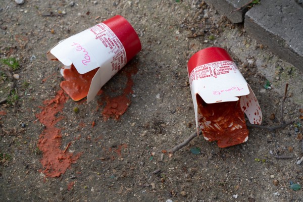 Paris, waste in the gutter