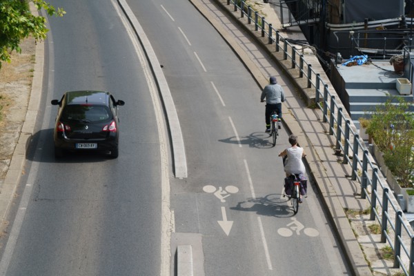 Paris, express roadway along the Seine river