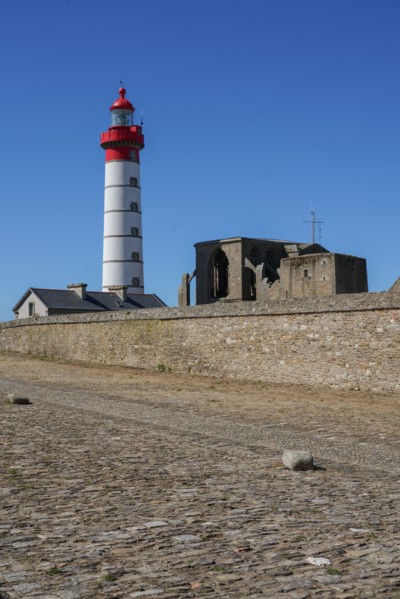 Abbey and lighthouse on the pointe Saint-Mathieu, North tip of Finistère
