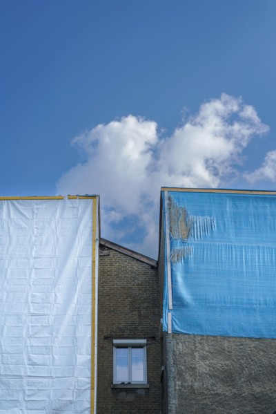 Tarpaulins on gables