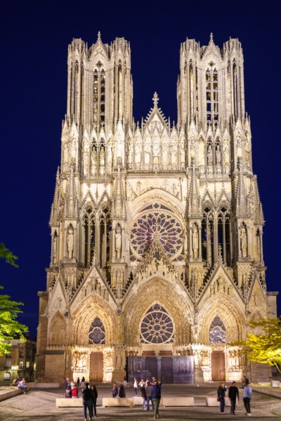 Reims, cathédrale Notre-Dame de nuit