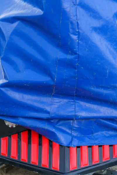 Trouville, small fairground train under a tarpaulin