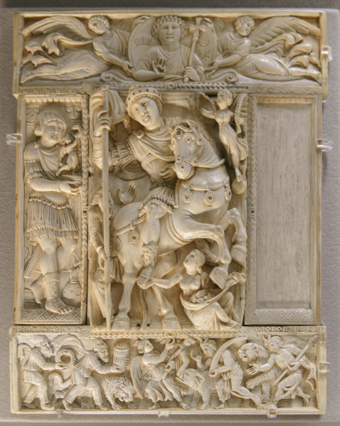 Paris, Musée du Louvre, Feuillet de diptyque en cinq parties : l'Empereur triomphant (Justinien ?)