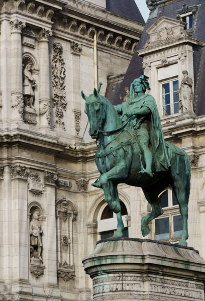 france, région Ile de France, Paris 4e arrondissement,  quai de l'hotel de ville, statue equestre d