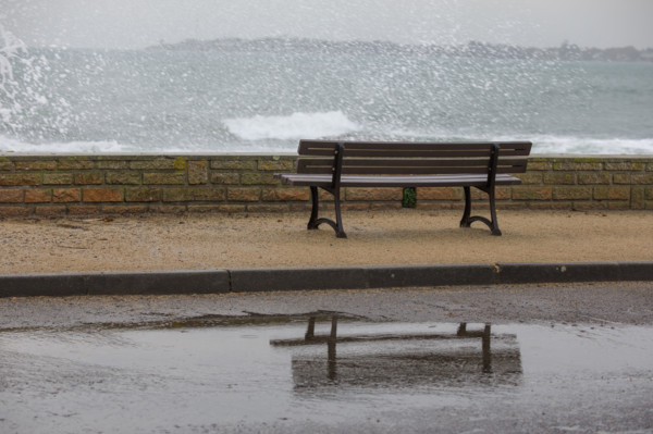 france region Bretagne, Finistère sud, Concarneau, grandes marées sur la corniche,