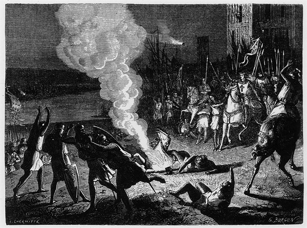 The Saracens launch wildfire against the armies of St Louis